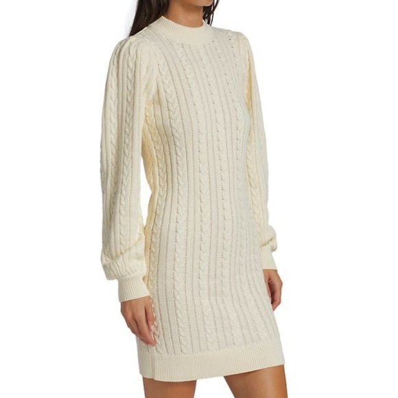 Cableknit Open Back Cotton Sweater Dress - NWT Size L - Picture 5 of 15